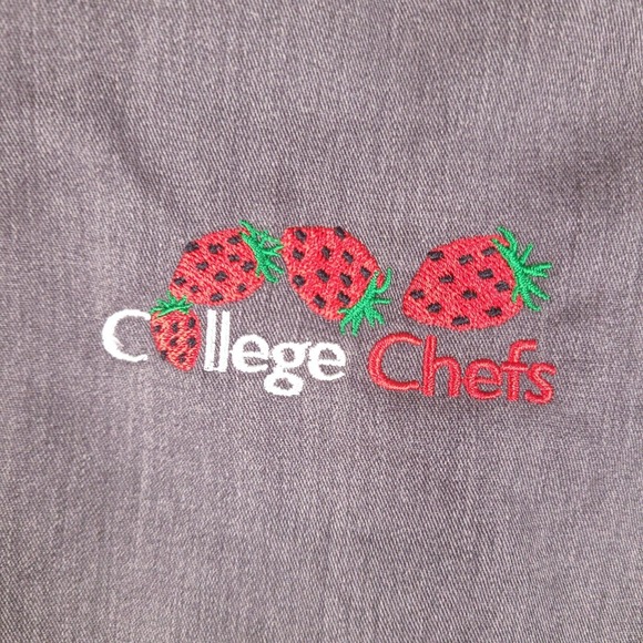 Chef Works Shirt Mens Medium Gray College Chefs Embroidered Uniform Cook Kitchen - Picture 3 of 16